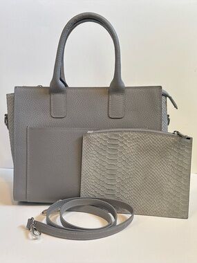 Gray Vintage Borse In Pelle Satchel Tote Snake with wallet pouch NWOT